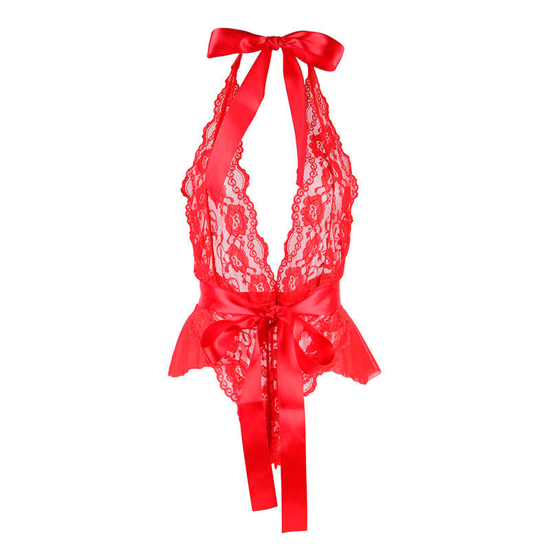 Body Sexy Vermelho com Folhos e Cinto L/XL