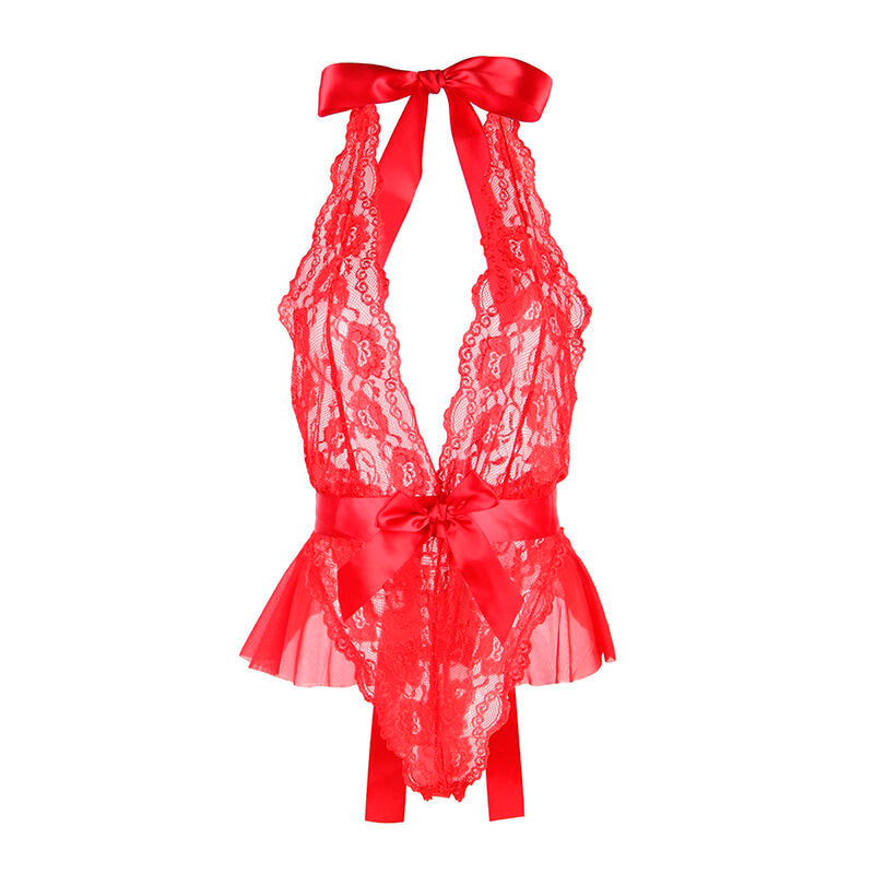 Body Sexy Vermelho com Folhos e Cinto L/XL