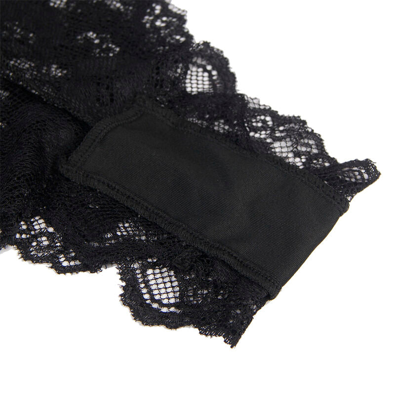 Elegant Black Ruffled Sexy Bodysuit L/XL
