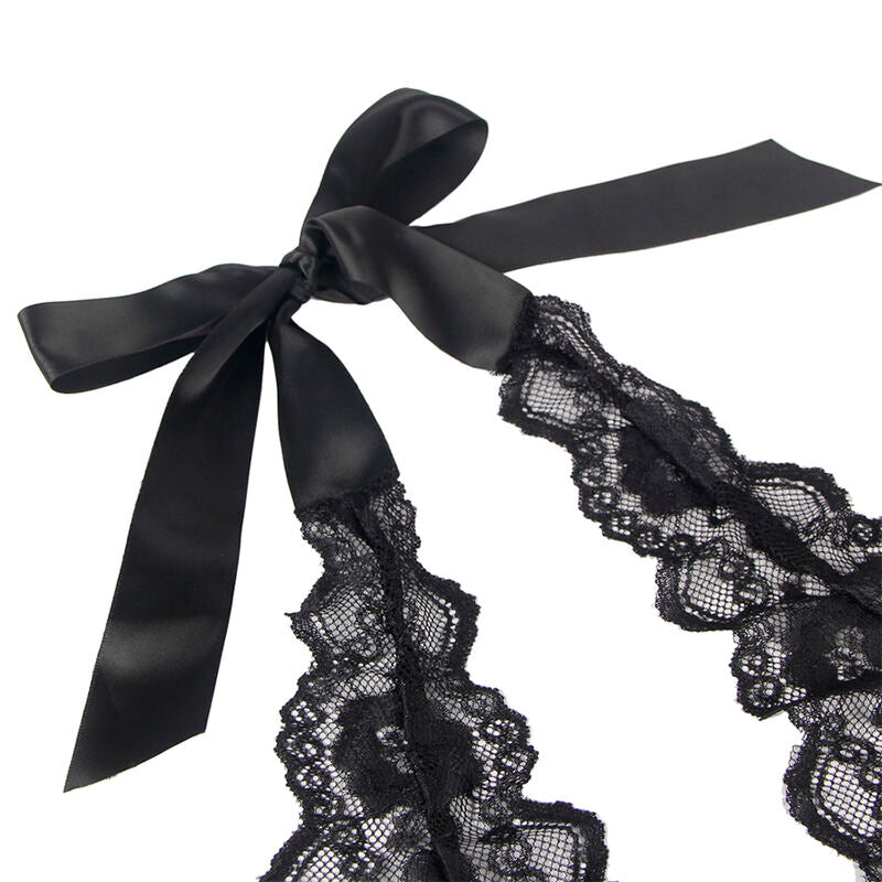 Elegant Black Ruffled Sexy Bodysuit L/XL