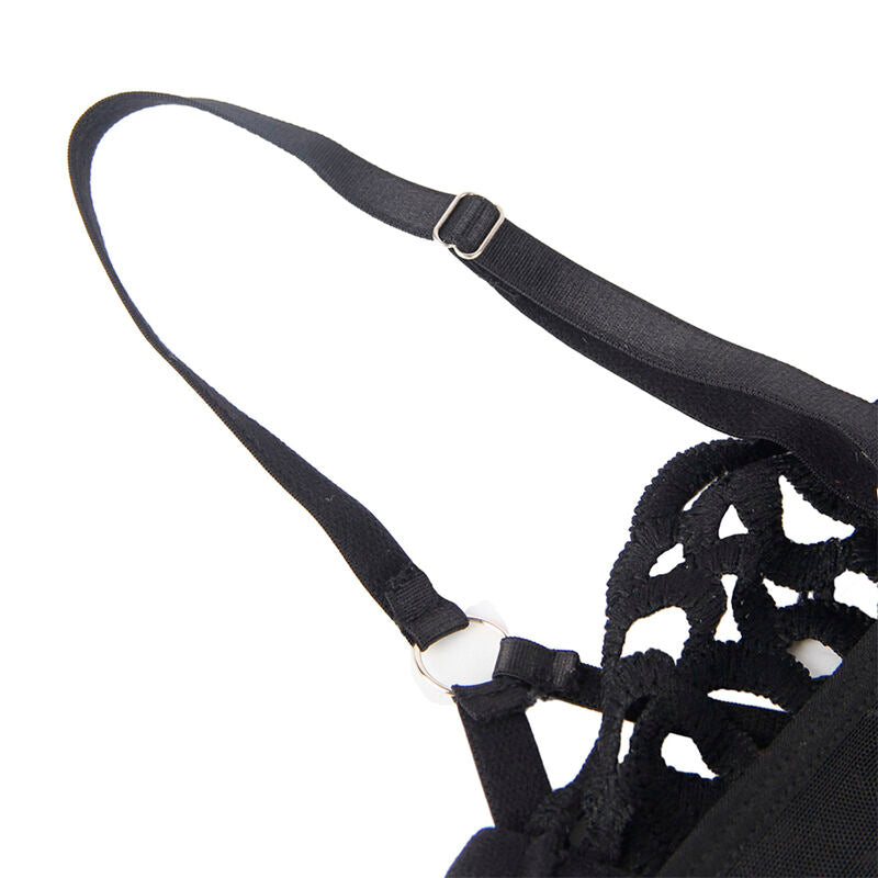 Seductive Black Lace Bodysuit S/M