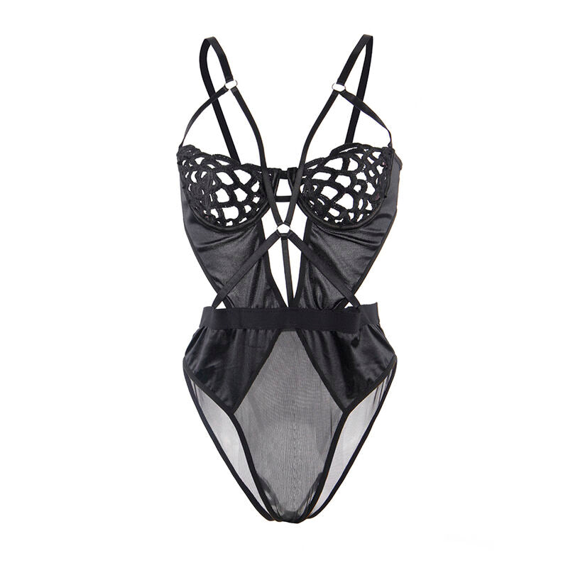 Seductive Black Lace Bodysuit S/M