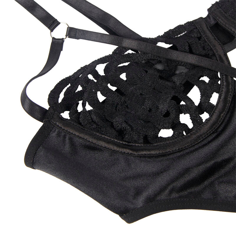 Seductive Black Lace Bodysuit S/M