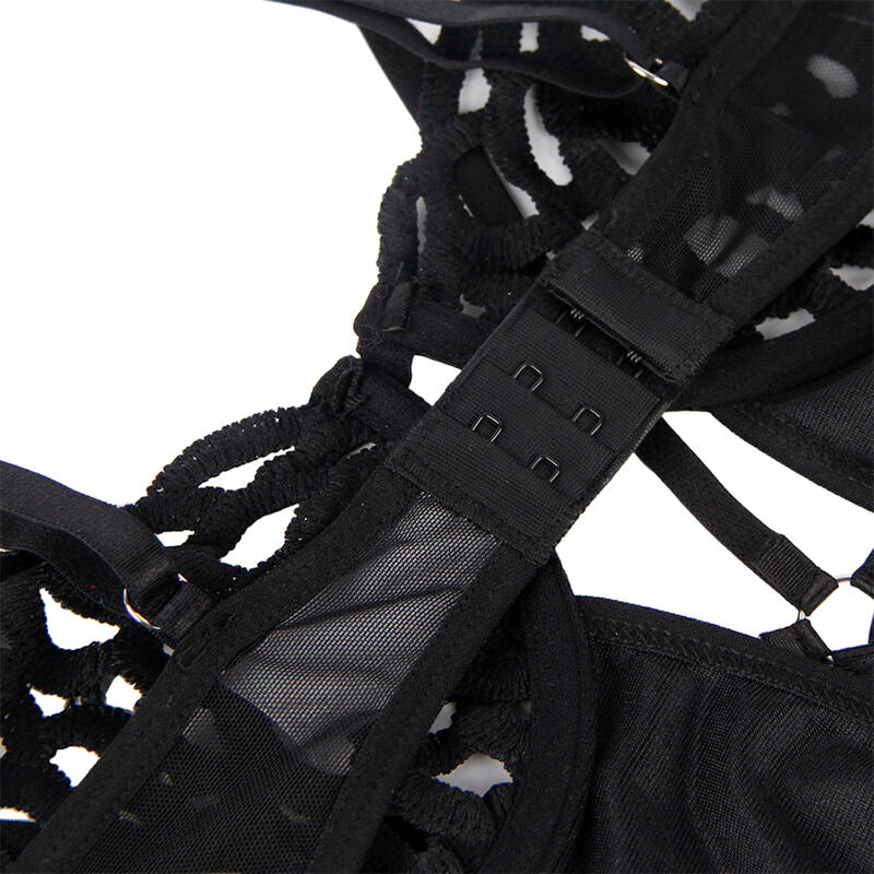 Seductive Black Lace Bodysuit S/M