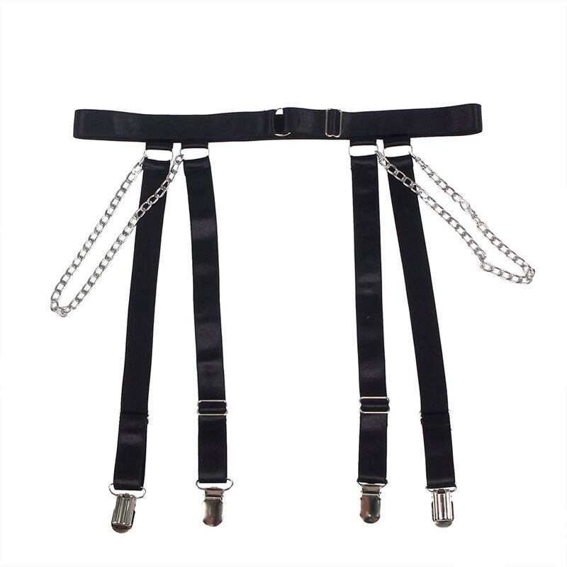 Elegant Body Chain with Garter Belt - Black S/M