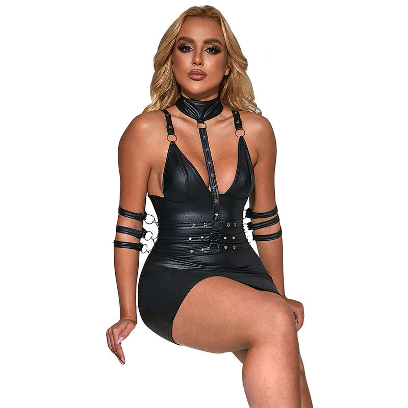 Black Leather Bondage Dress S/M