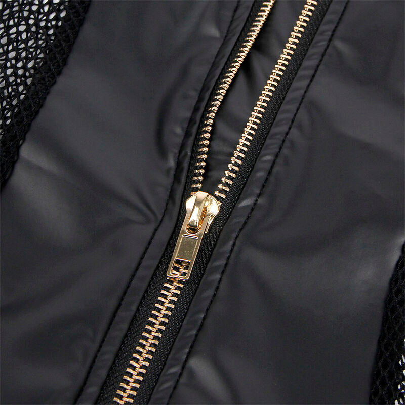 Sexy Black Mesh and Leather Dress L/XL