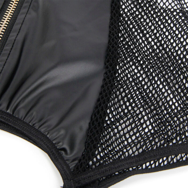 Sexy Black Mesh and Leather Dress L/XL