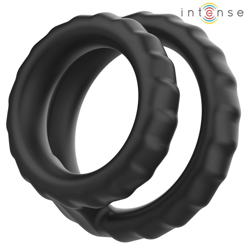 Dewey Double Black Silicone Penis Ring