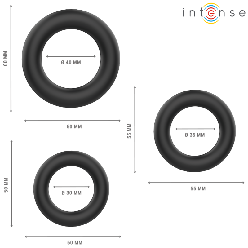 Hugh 3 Basic Silicone Penis Rings - Black
