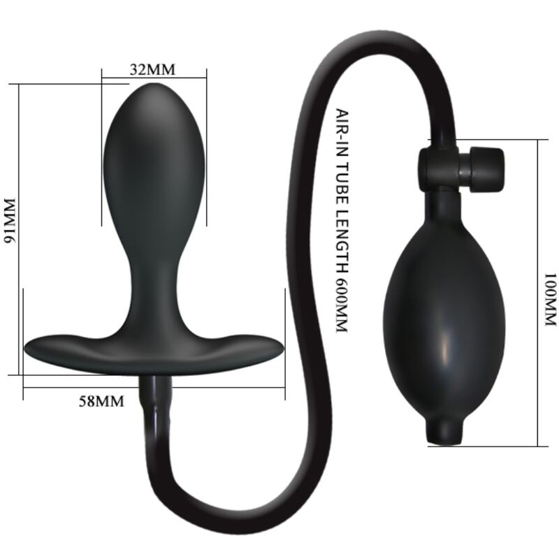 Black Inflatable Anal Plug