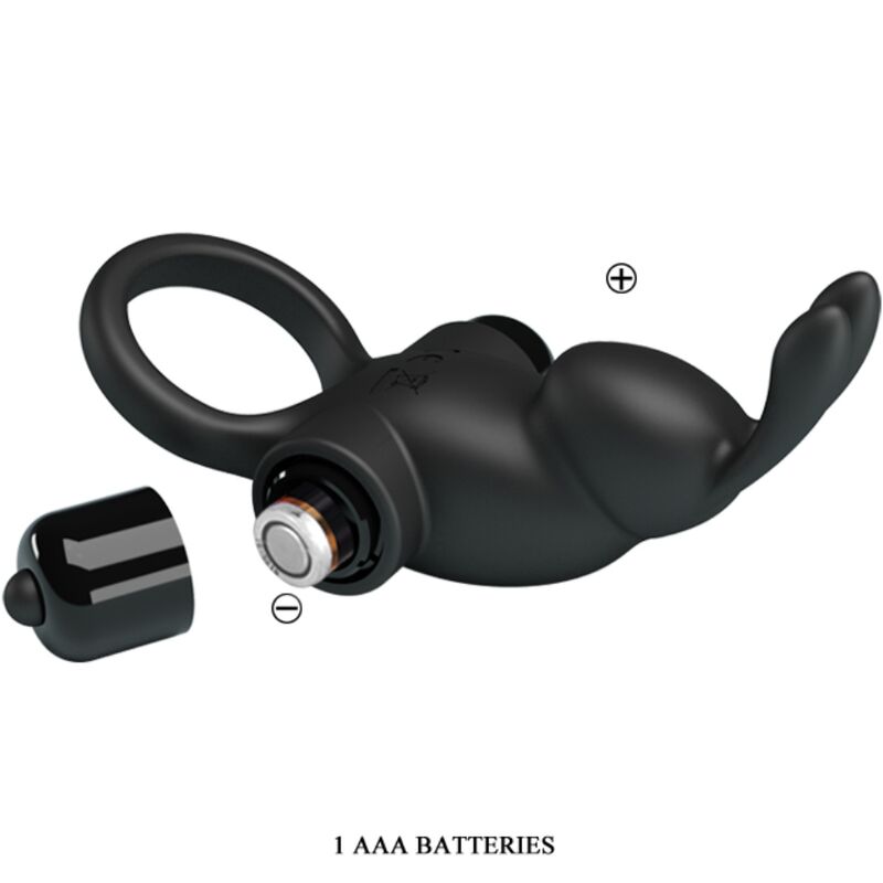 Black Vibrating Ring with Rabbit Stimulator