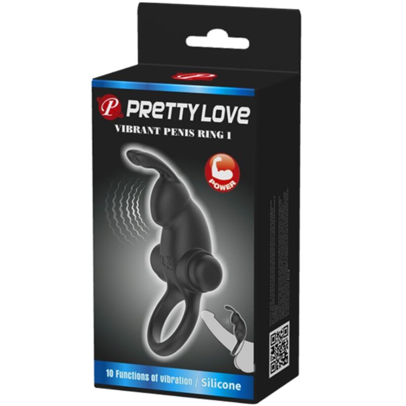 Black Vibrating Ring with Rabbit Stimulator