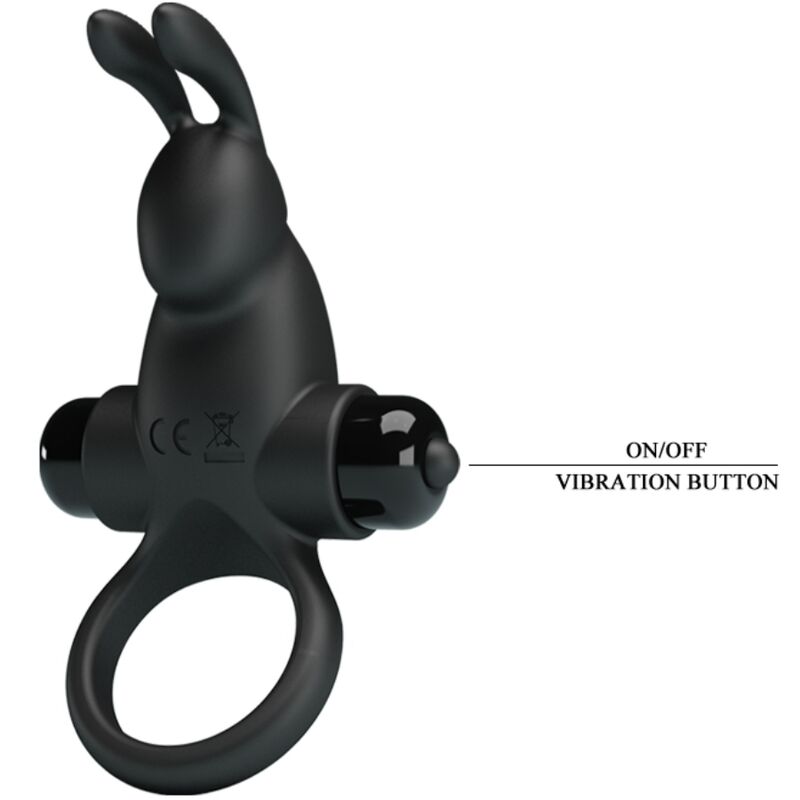 Black Vibrating Ring with Rabbit Stimulator
