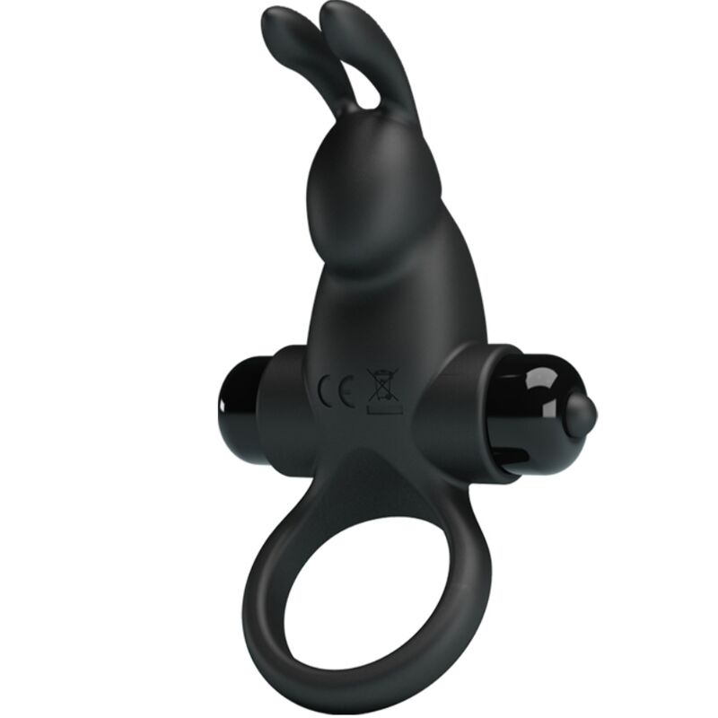 Black Vibrating Ring with Rabbit Stimulator