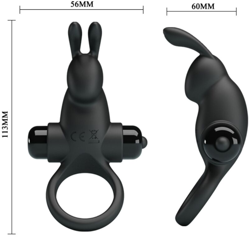 Black Vibrating Ring with Rabbit Stimulator