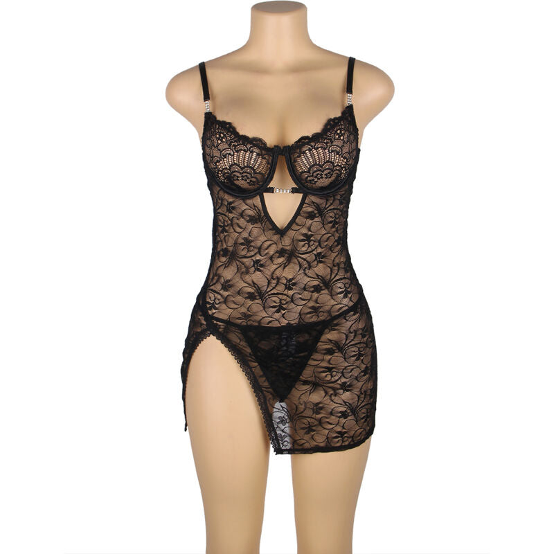 Black Lace Babydoll with Adjustable Straps