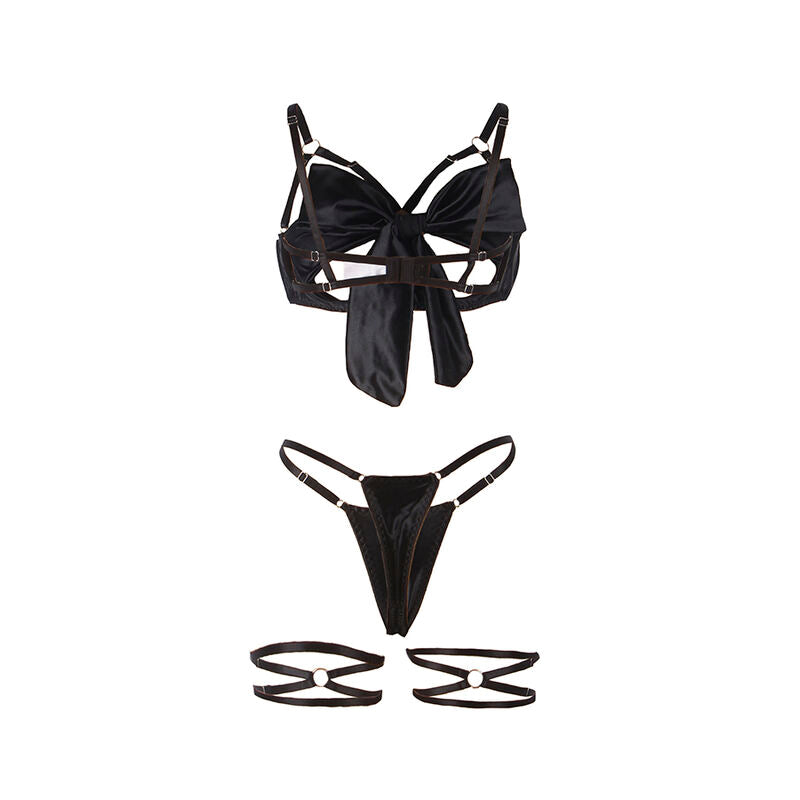 Elegant Black Bow Adjustable Bra Set