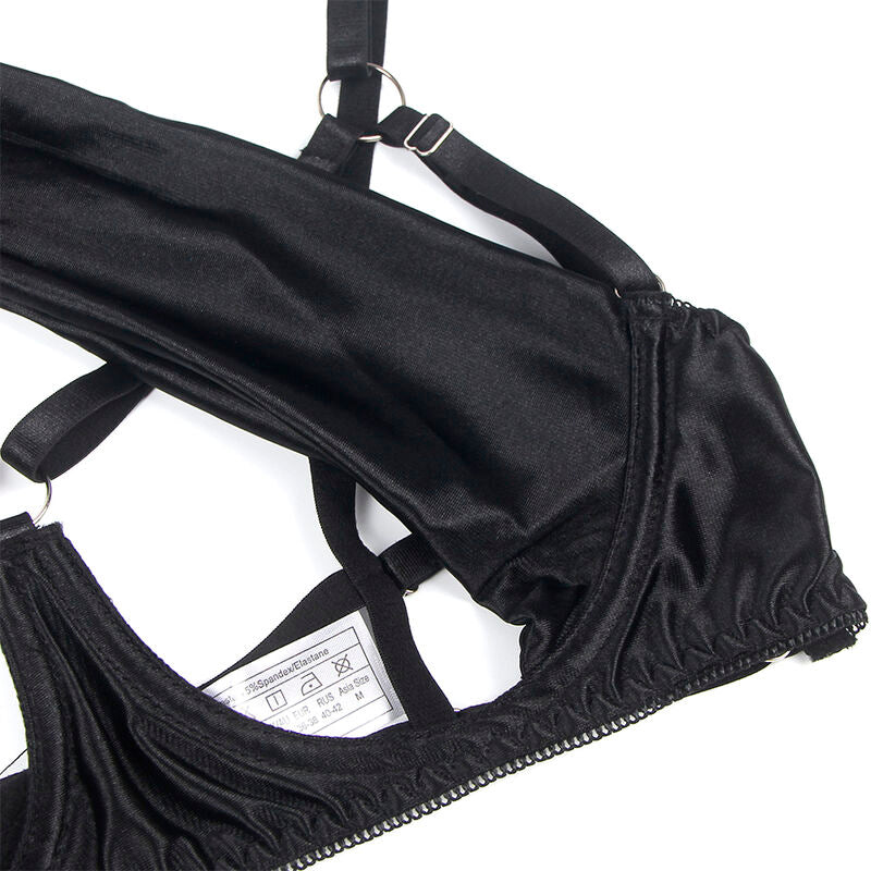 Elegant Black Bow Adjustable Bra Set L/XL