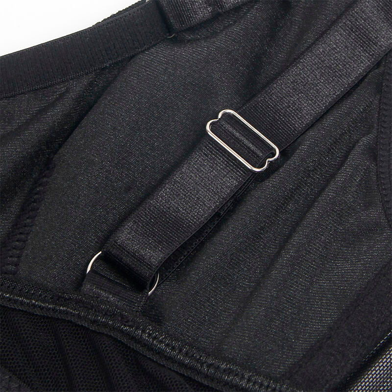 Black Bondage Bra with Garter Set L/XL