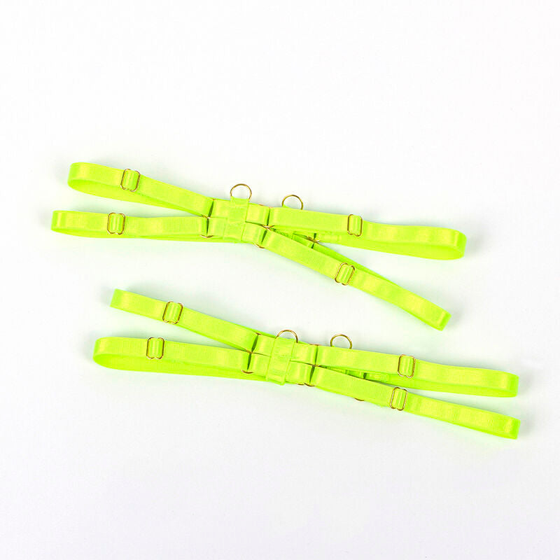 Conjunto de Sujetador Lencería Verde Fluorescente con Collar