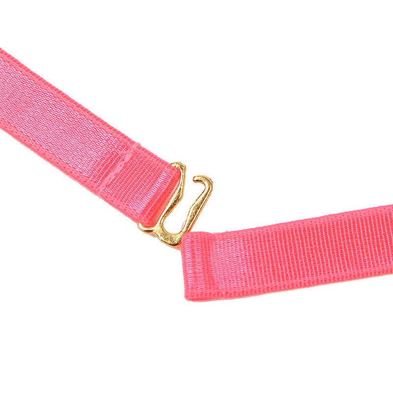Conjunto de Sujetador Rosa Fluorescente con Collar