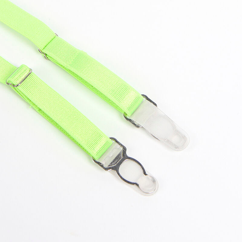 Conjunto de Sujetador de Encaje y Liguero - Verde/Azul S/M