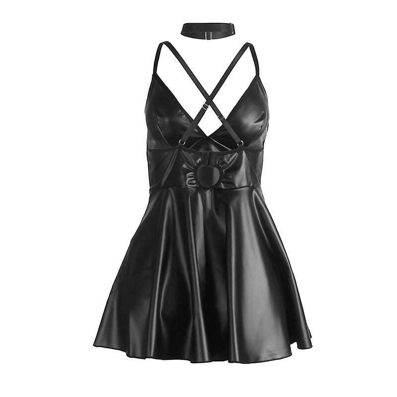 Black Leather Straps Dress S/M