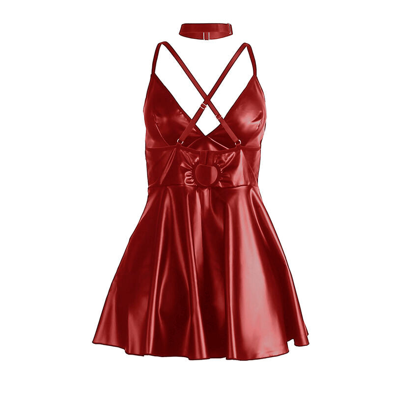 Burgundy Leather Straps Dress S/M