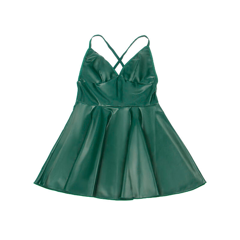 Seductive Green Leather Straps Dress S/M