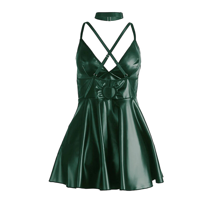 Enticing Dress with Green Leather Straps L/XL