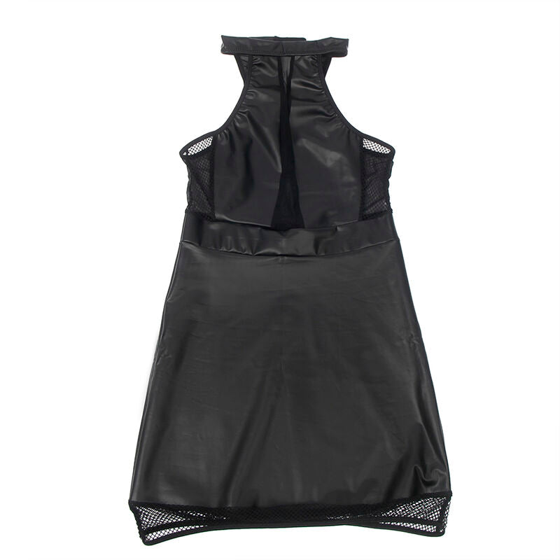 Seductive Halter Neck Sheer Dress - Black L/XL