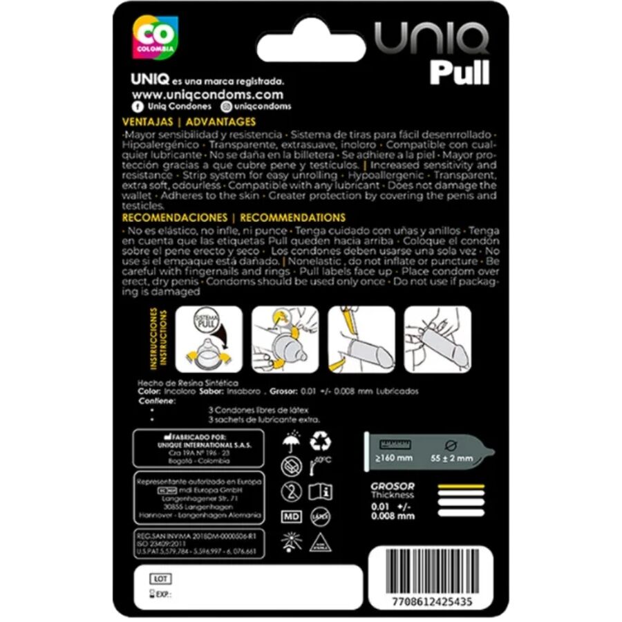Latex-Free Condoms with Strips, 3pk