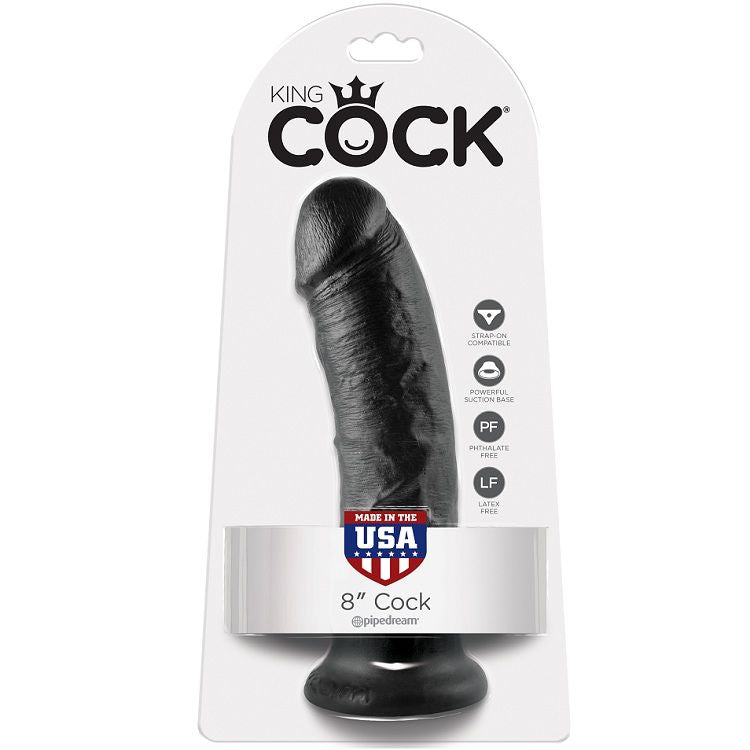 8" Black Dildo - 20.3cm