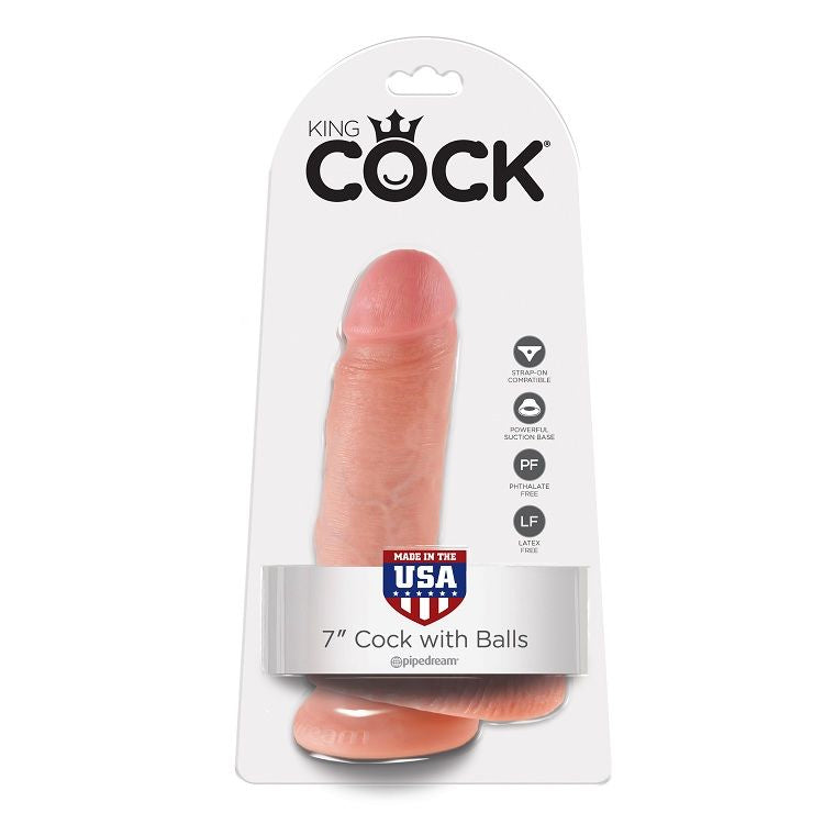 Realistic 7" Flesh-Colored Dildo with Balls
