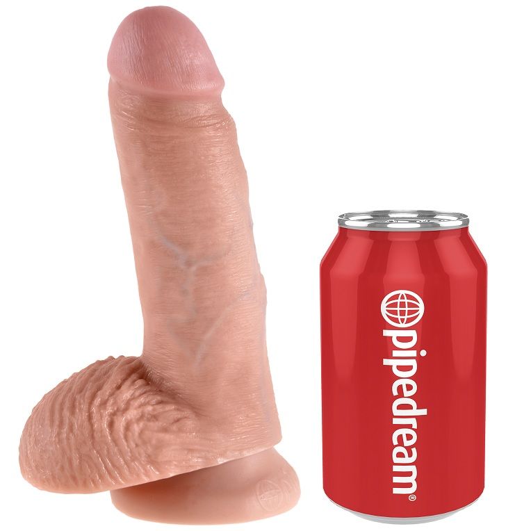 Realistic 7" Flesh-Colored Dildo with Balls