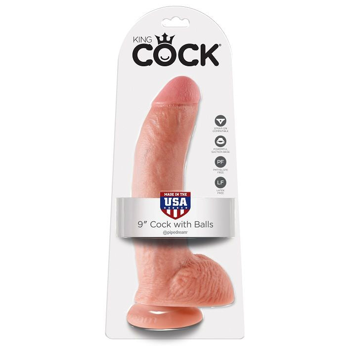 Realistic 9" Flesh Dildo With Balls