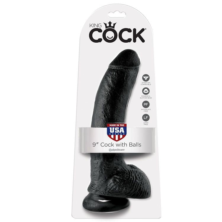 9 Inch Realistic Black Dildo With Balls
