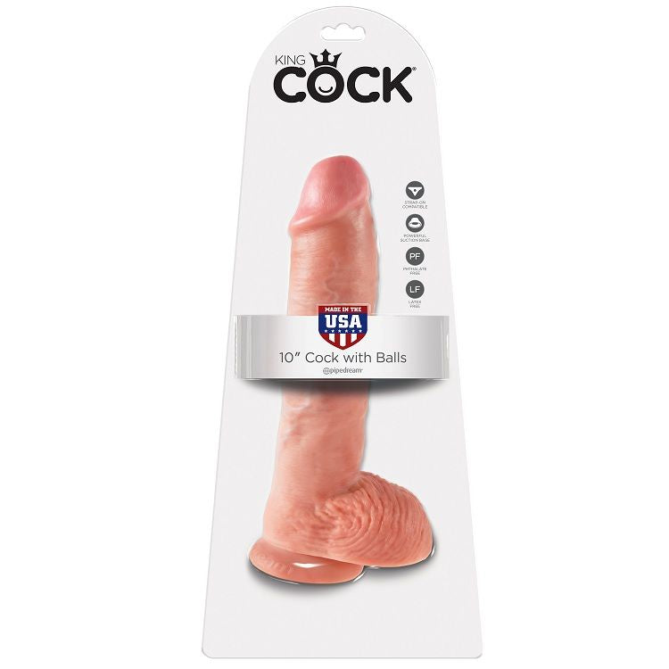 Realistic 10" Flesh Dildo With Balls
