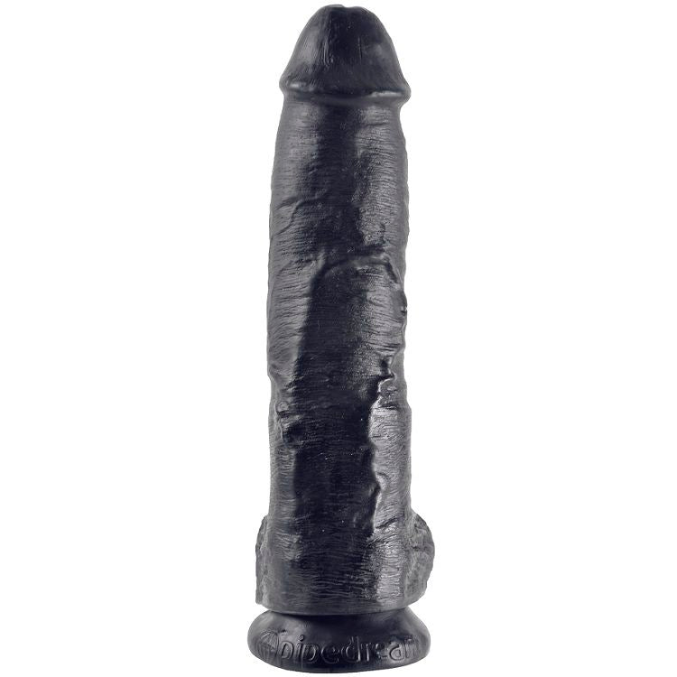 10" Black Realistic Dildo with Balls 25.4cm