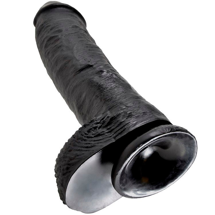 10" Black Realistic Dildo with Balls 25.4cm