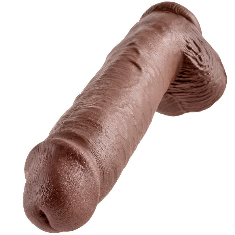 Realistic 11" Brown Dildo With Balls 28cm