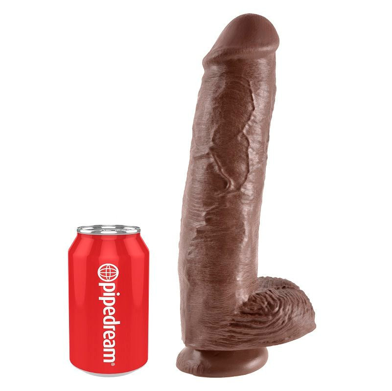 Realistic 11" Brown Dildo With Balls 28cm