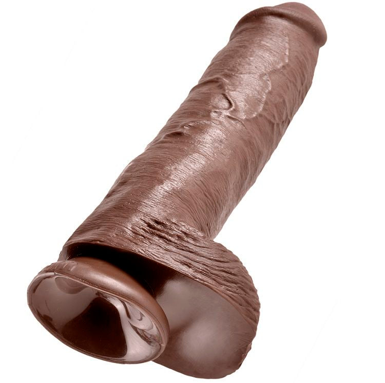 Realistic 11" Brown Dildo With Balls 28cm