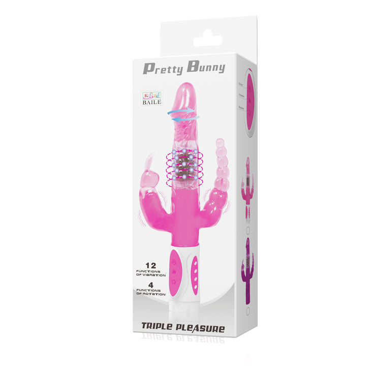 Pretty Bunny Triple Vibrator Rotator