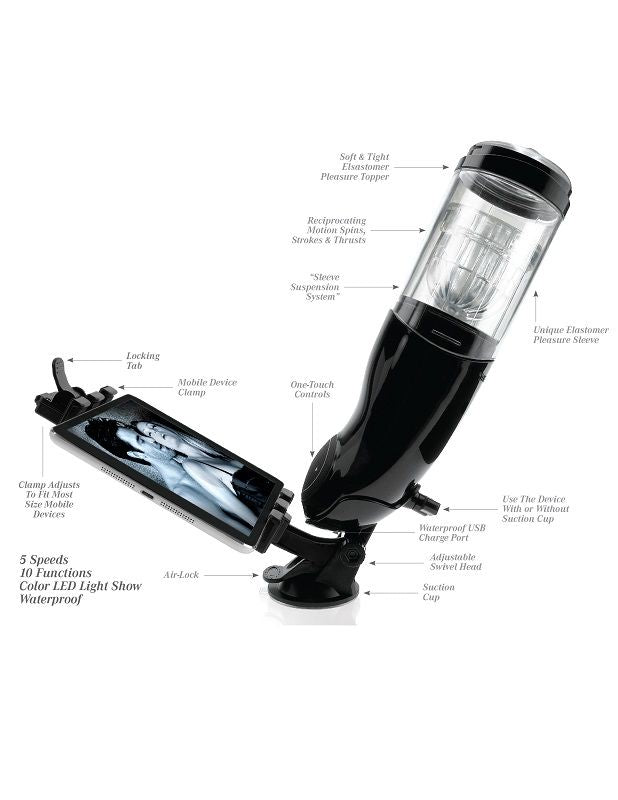 PDX Mega Bator USB Male Masturbator Black