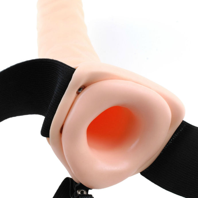 19cm Brown Vibrating Hollow Strap-On