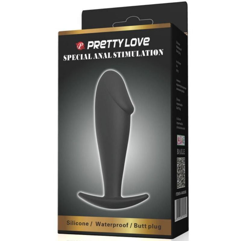 Silicone Penis-Shaped Anal Plug - Black