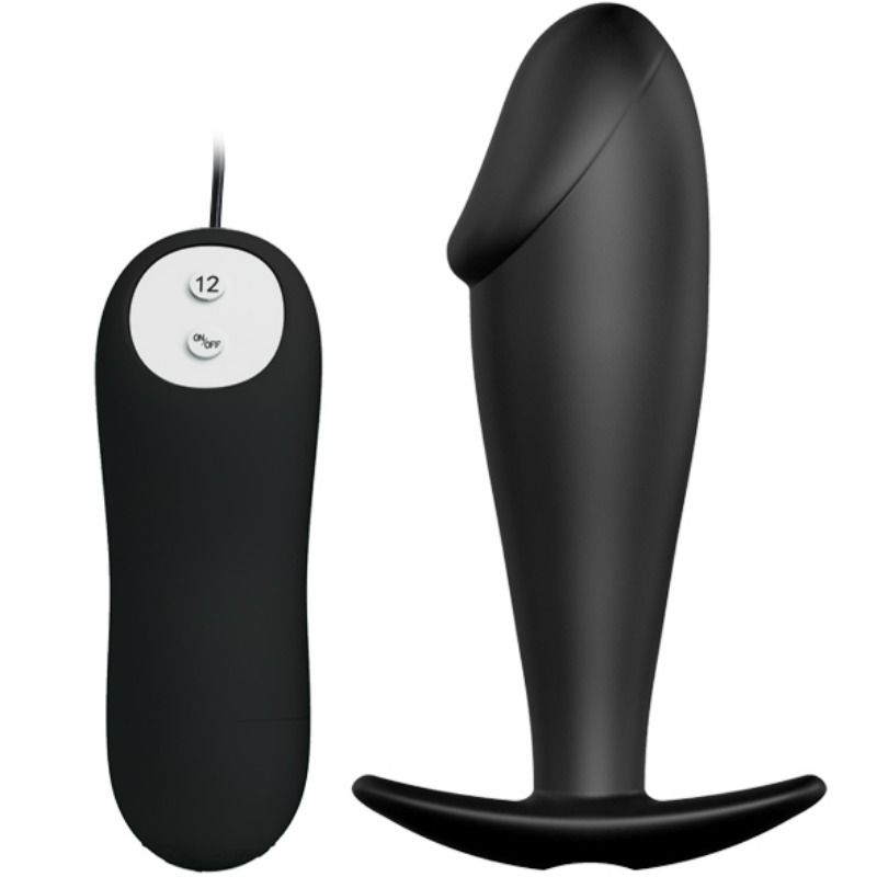 Black Vibrating Silicone Anal Plug