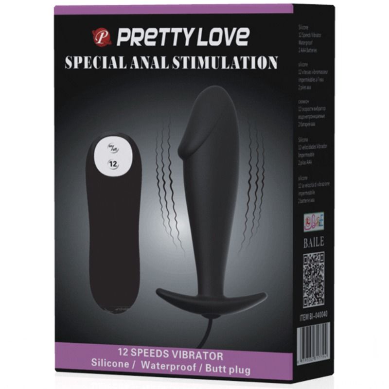 Black Vibrating Silicone Anal Plug